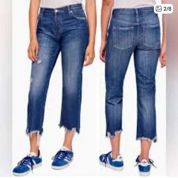 Free People We The Free Button Fly Distressed Raw Hem Cropped Jeans 28 G-4 - Picture 2 of 14